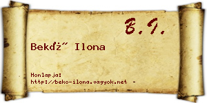 Bekő Ilona névjegykártya